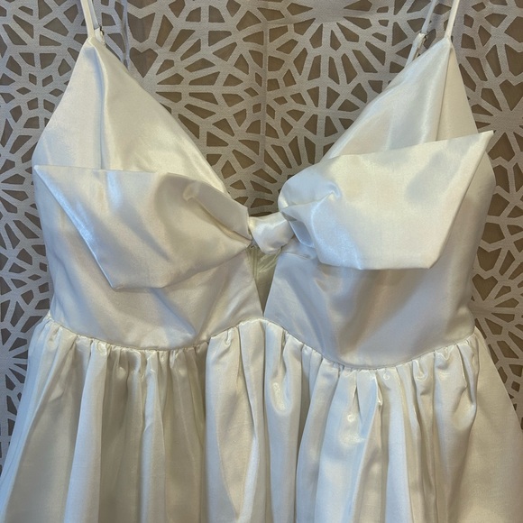 Lulu's White Satin Bow Mini Dress - Picture 6 of 12